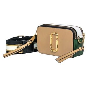 Authentic MARC JACOBS The Snapshot Leather Crossbody Bag Sandcastle/Green